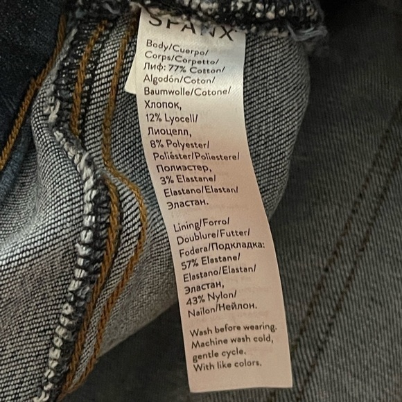 SPANX Distressed Ankle Skinny Jeans, Medium Wash pull on medium - Picture 15 of 16